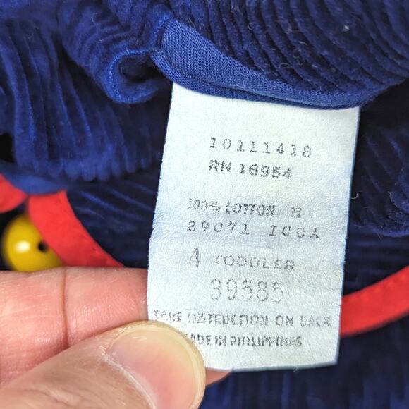 Vtg Dress Girls Sz 2T Navy Corduroy Flowers Party 80s 90s Wide Wale Classic - Picture 4 of 4